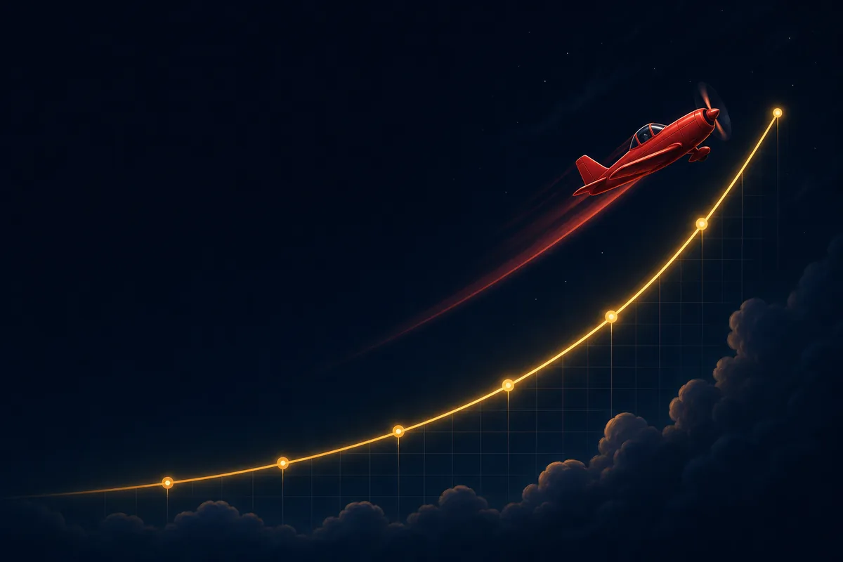 Rising plane and multiplier in the Aviator crash game
